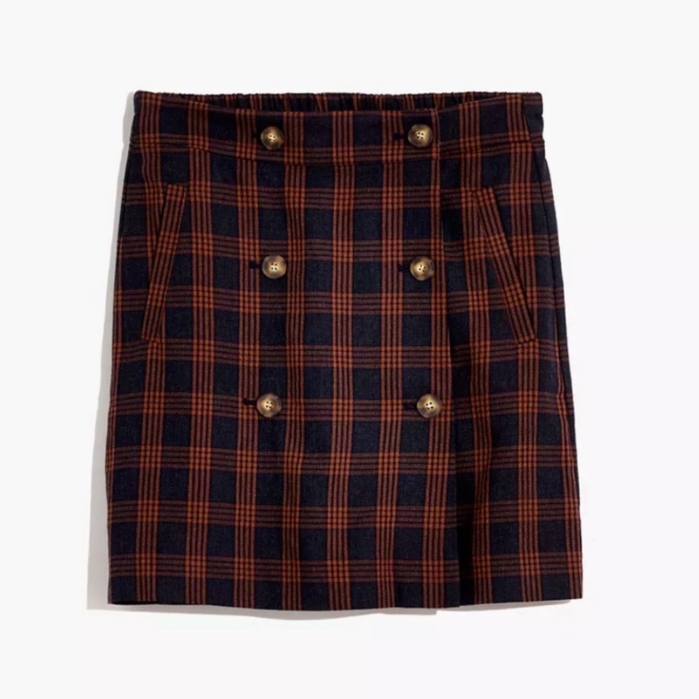 Madewell Plaid Double-Breasted Mini Skirt